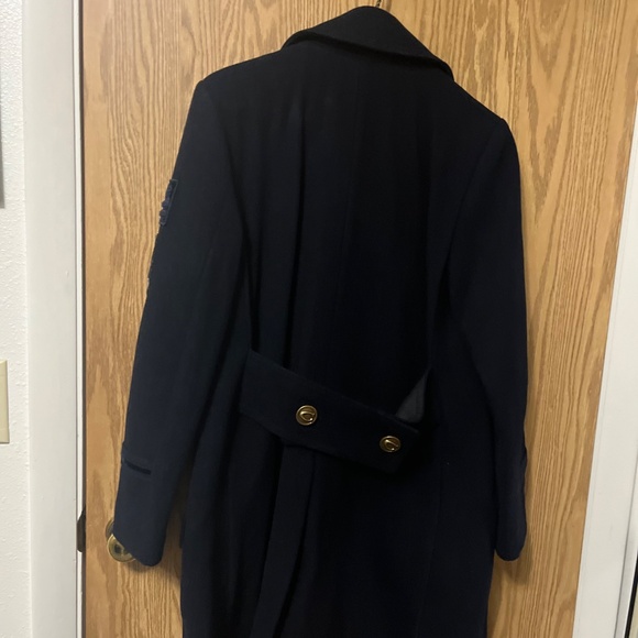 Coach Double-Breasted Wool Coat - Navy Blue, Size Small - Picture 4 of 5